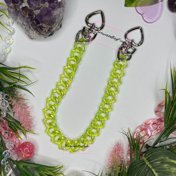 TRIPLE HEARTS Slime Green Jelly Resin Bag Strap Novelty Bag Strap Kawaii Y2K - Picture 9 of 11